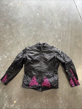 Joe Rocket Women’s Black Pink Motorcycle Riding Jacket Embroidered Size Medium